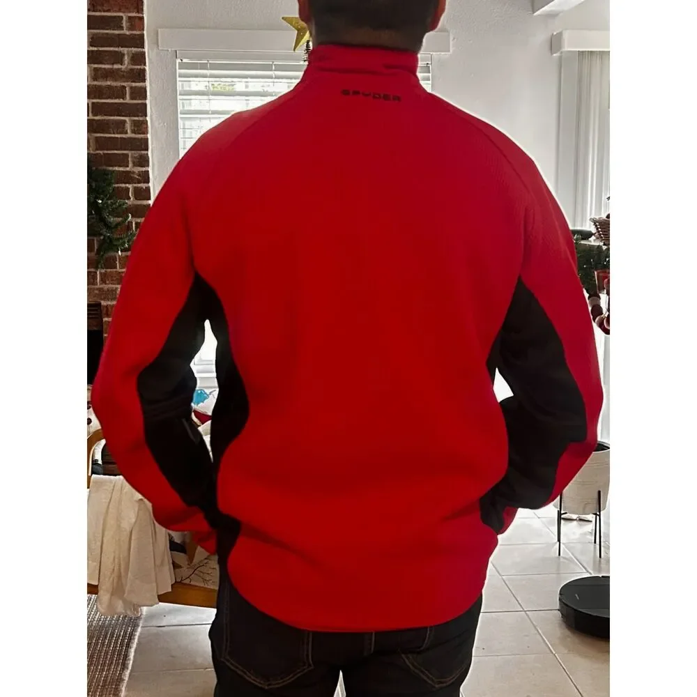 Spyder Men's Quarter-Zip Pullover Red Black Fleece Outdoor M - Picture 3 of 6